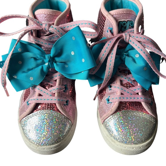 Jojo Siwa Sparkly Pink and Blue Kids high top Sneakers - Picture 1 of 6